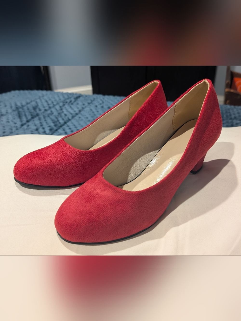 Red Suede Pumps - Picture 2 of 4